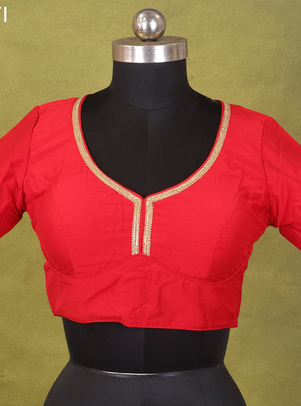 Red Raw Silk Embroidery Readymade Blouse