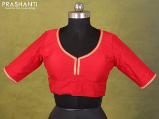 Red Raw Silk Embroidery Readymade Blouse