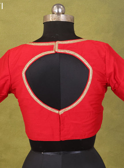 Red Raw Silk Embroidery Readymade Blouse