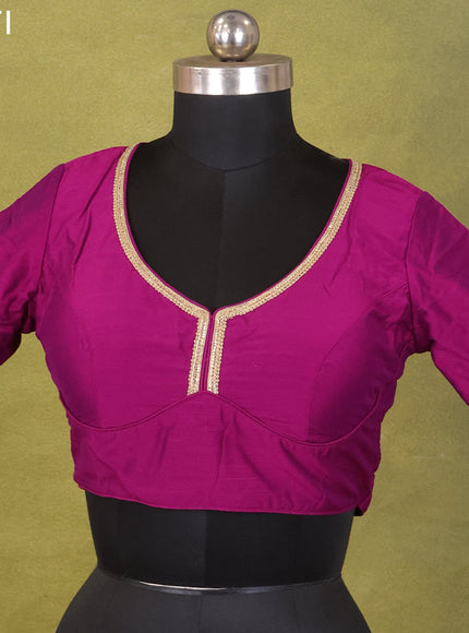 Purple Raw Silk Embroidery Readymade Blouse