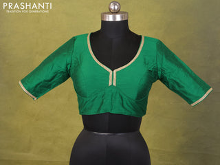 Green Raw Silk Embroidery Readymade Blouse