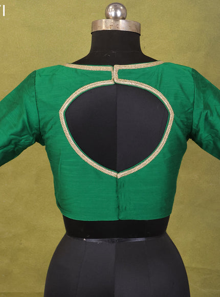 Green Raw Silk Embroidery Readymade Blouse