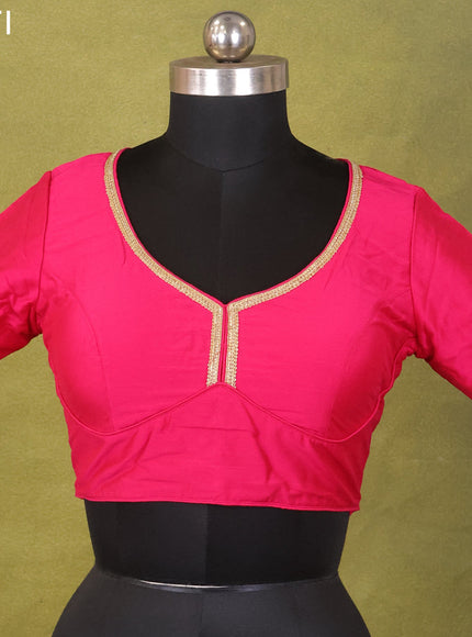 Pink Raw Silk Embroidery Readymade Blouse
