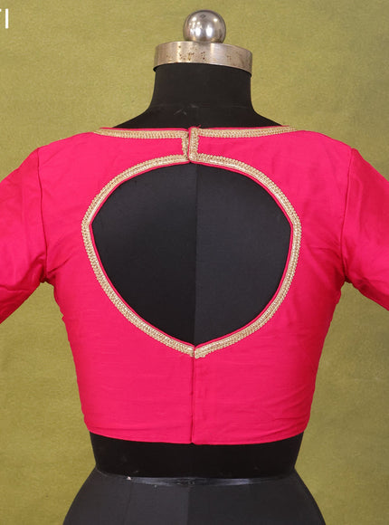 Pink Raw Silk Embroidery Readymade Blouse