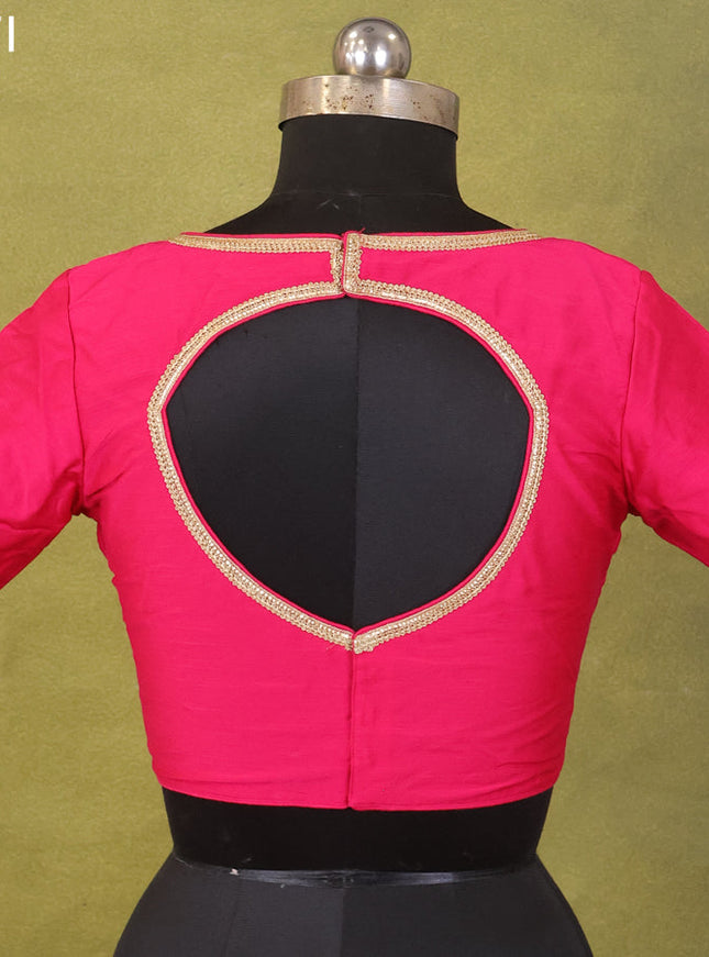 Pink Raw Silk Embroidery Readymade Blouse
