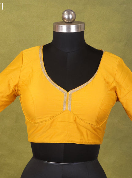 Yellow Raw Silk Embroidery Readymade Blouse