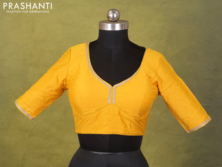 Yellow Raw Silk Embroidery Readymade Blouse