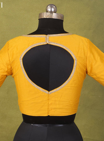 Yellow Raw Silk Embroidery Readymade Blouse
