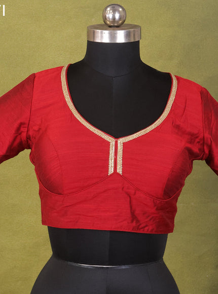 Maroon Raw Silk Embroidery Readymade Blouse