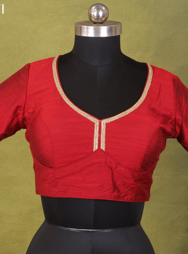 Maroon Raw Silk Embroidery Readymade Blouse