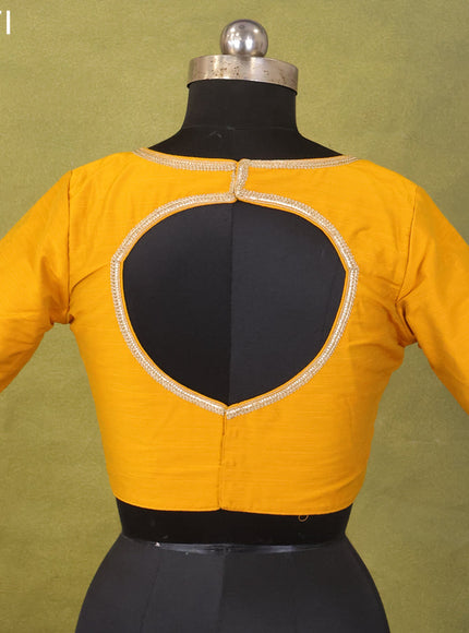 Mustard Yellow Raw Silk Embroidery Readymade Blouse