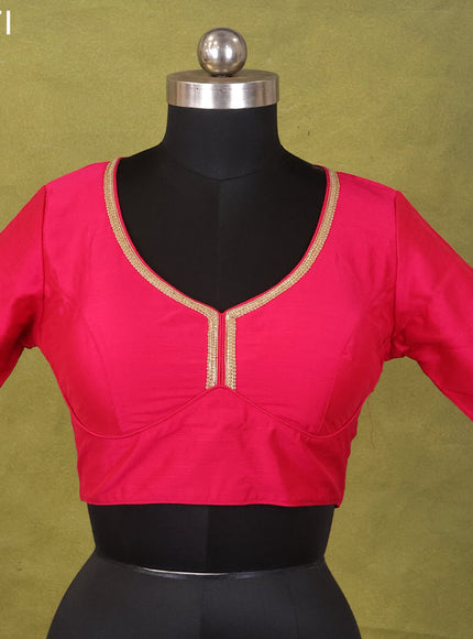 Pink Raw Silk Embroidery Readymade Blouse