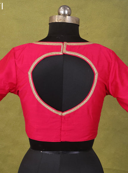 Pink Raw Silk Embroidery Readymade Blouse