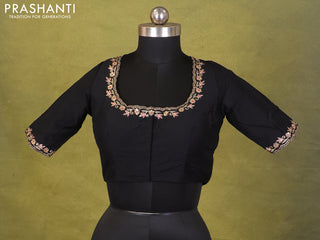 Black Raw Silk Embroidery Readymade Blouse