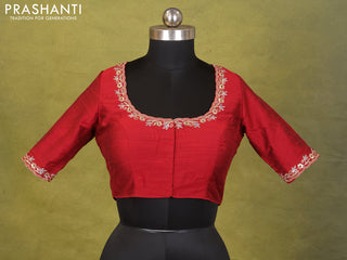 Maroon Raw Silk Embroidery Readymade Blouse