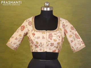Cream Chanderi Silk Embroidery Readymade Blouse