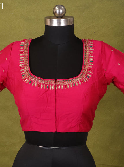 Pink Raw Silk Embroidery Readymade Blouse