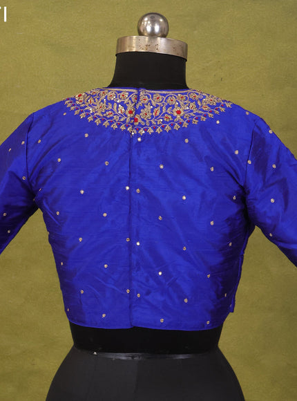 Blue Raw Silk Embroidery Readymade Blouse