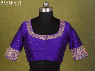 Violet Raw Silk Embroidery Readymade Blouse