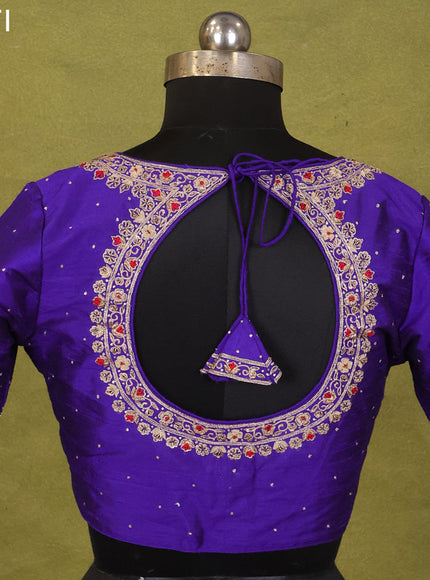 Violet Raw Silk Embroidery Readymade Blouse