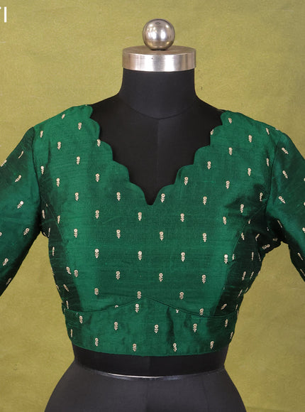 Green Raw Silk Embroidery Readymade Blouse