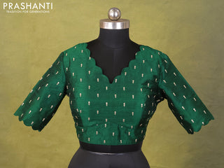 Green Raw Silk Embroidery Readymade Blouse