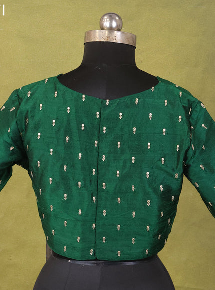Green Raw Silk Embroidery Readymade Blouse