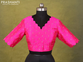 Candy Pink Raw Silk Embroidery Readymade Blouse