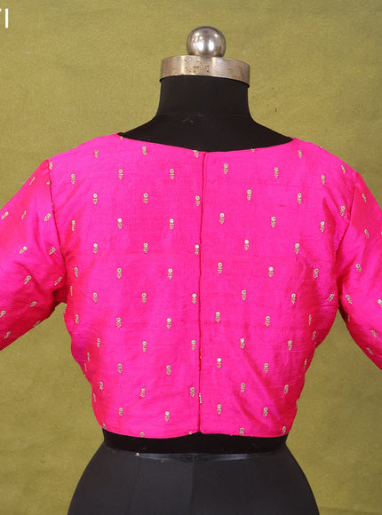 Candy Pink Raw Silk Embroidery Readymade Blouse
