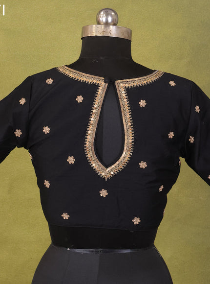 Black Raw Silk Embroidery Readymade Blouse