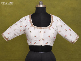 Off White Chanderi Silk Embroidery Readymade Blouse