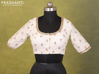 Off White Chanderi Silk Embroidery Readymade Blouse