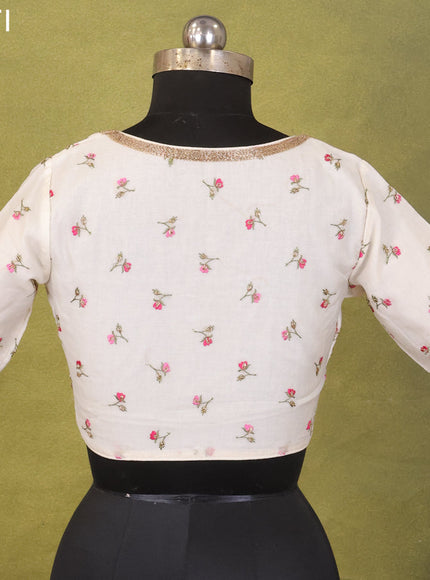 Off White Chanderi Silk Embroidery Readymade Blouse