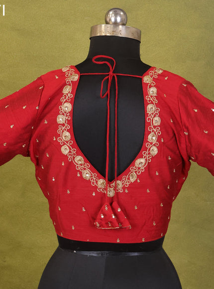 Maroon Raw Silk Embroidery Readymade Blouse