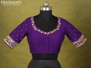Violet Raw Silk Embroidery Readymade Blouse