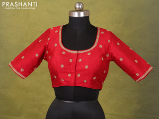 Red Raw Silk Embroidery Readymade Blouse