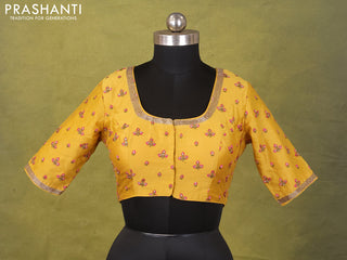 Yellow Chanderi Silk Embroidery Readymade Blouse