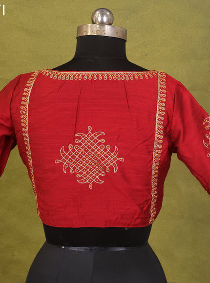Maroon Raw Silk Embroidery Readymade Blouse