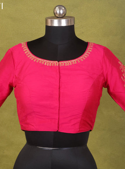 Pink Raw Silk Embroidery Readymade Blouse
