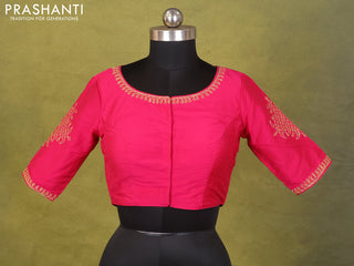 Pink Raw Silk Embroidery Readymade Blouse