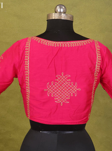 Pink Raw Silk Embroidery Readymade Blouse