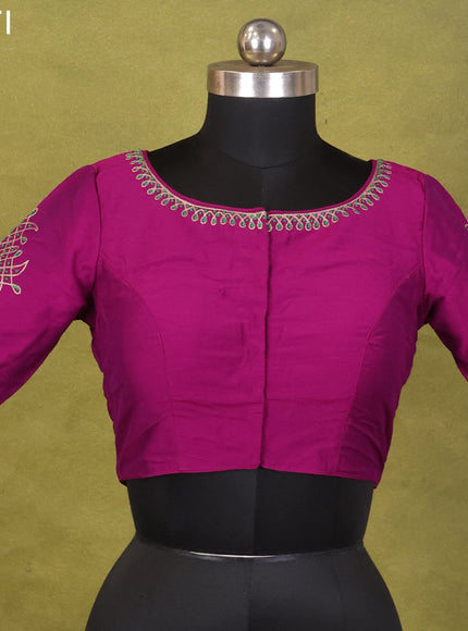 Purple Raw Silk Embroidery Readymade Blouse