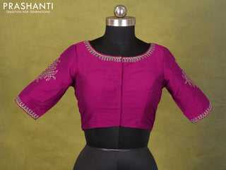 Purple Raw Silk Embroidery Readymade Blouse