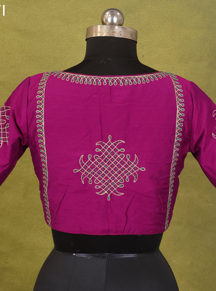 Purple Raw Silk Embroidery Readymade Blouse