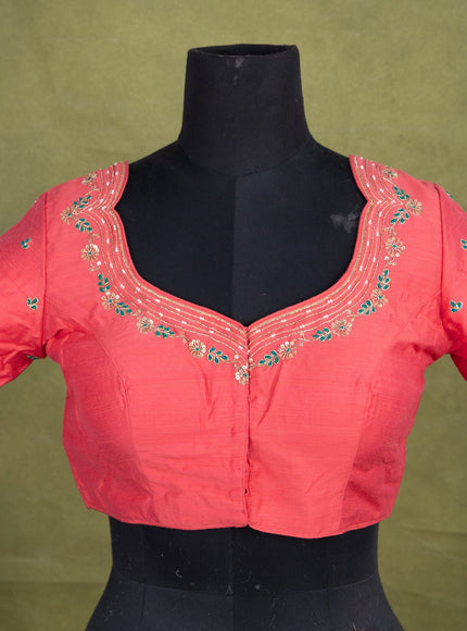 Raw Silk Embroidery Readymade Blouse