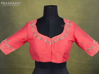 Raw Silk Embroidery Readymade Blouse