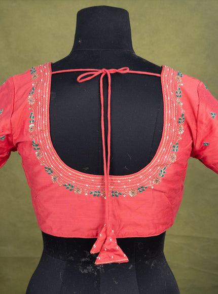 Raw Silk Embroidery Readymade Blouse