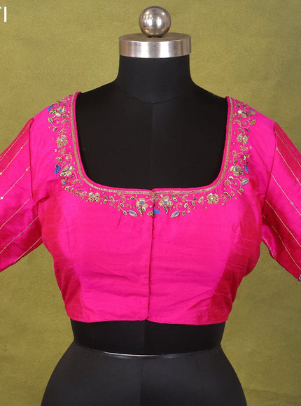 Pink Raw Silk Embroidery Readymade Blouse