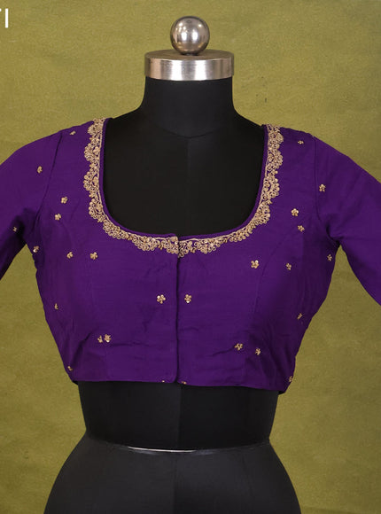 Violet Raw Silk Embroidery Readymade Blouse