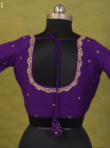 Violet Raw Silk Embroidery Readymade Blouse